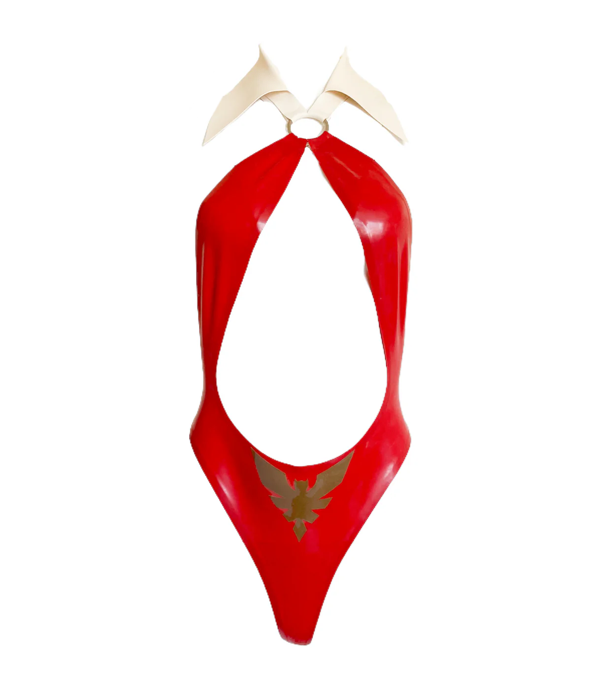 Latex Bodysuit Vampirella Cosplay – Red Latex Costume with Phoenix Emblem