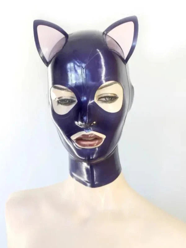 Cat Ear Latex Mask — Purple & Baby Pink