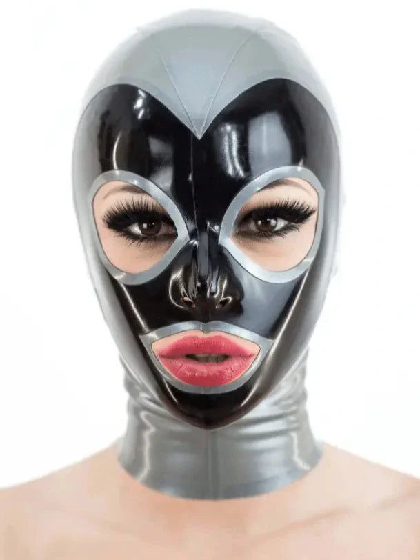 Silver & Black Latex Mask