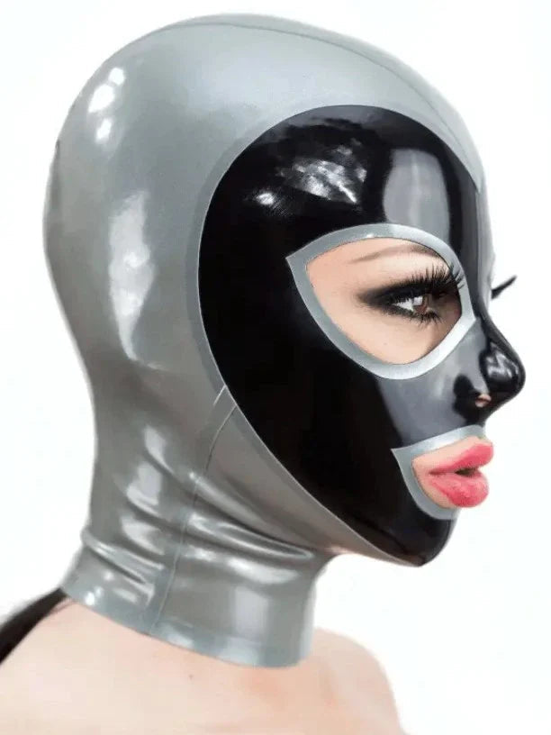 Silver & Black Latex Mask