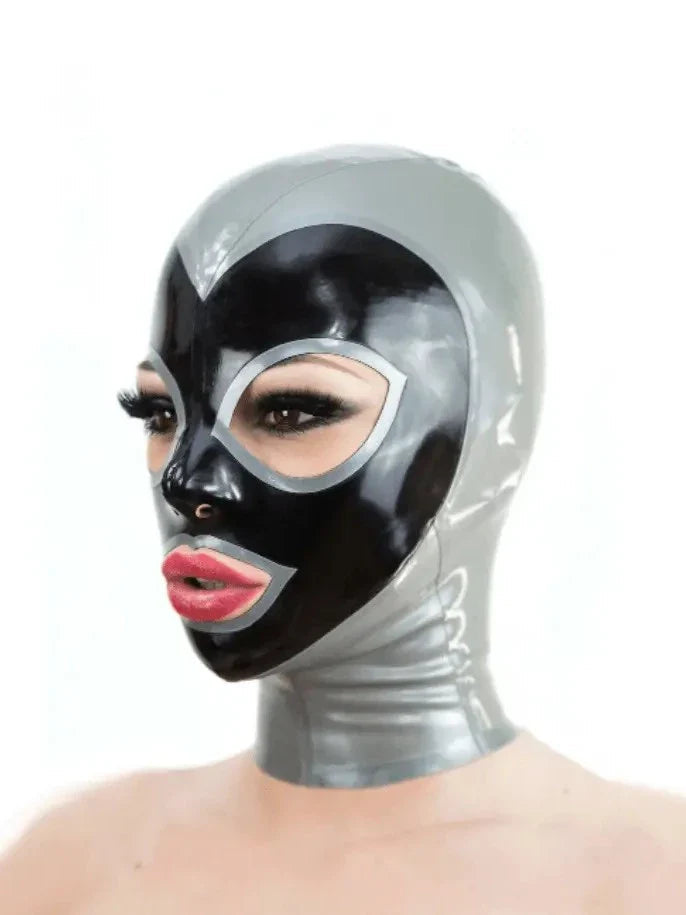 Silver & Black Latex Mask
