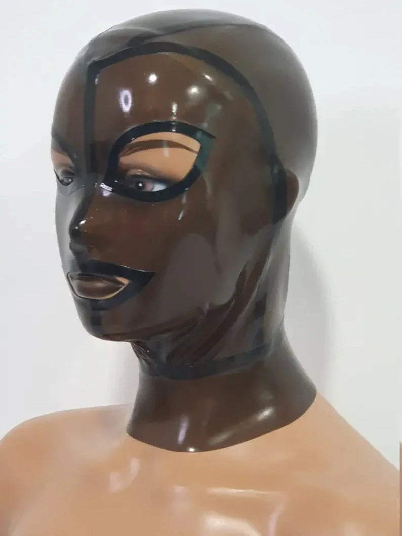 Brown Transparent Latex Hood with Black Trim