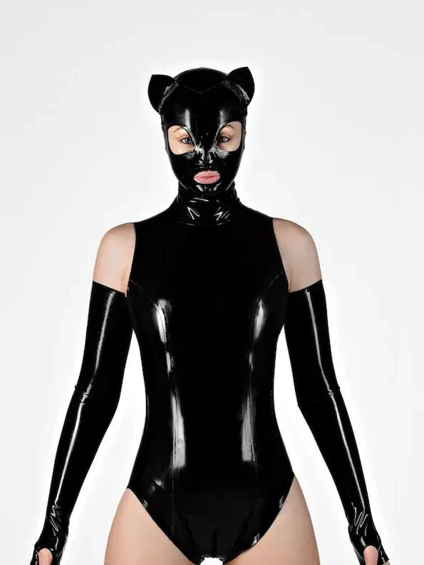 Black Latex Cat Hood