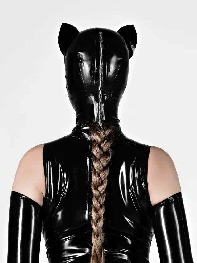Black Latex Cat Hood