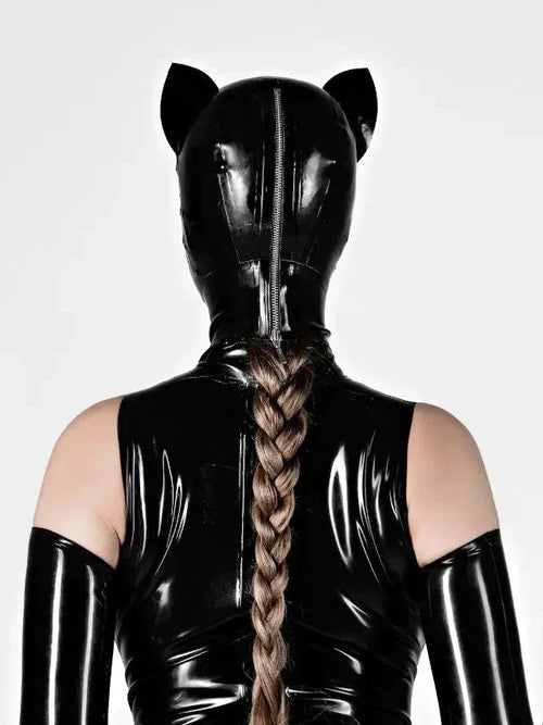 Black Latex Cat Hood