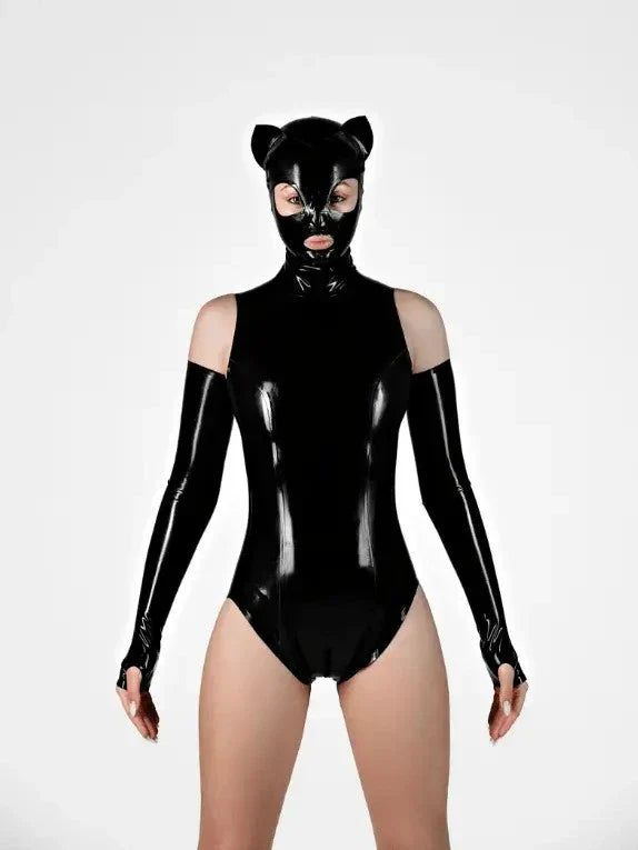 Black Latex Cat Hood