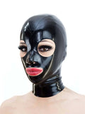 Latex Hood with Round Eye Openings & Zip Entry