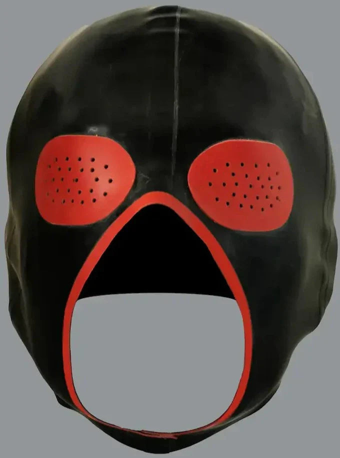Black and Red Perforated Latex Mask — Stealth Raider