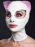 Kitty Princess Cat Ear Latex Hood — White & Pink