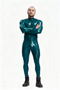 Latex Men’s Sleekness Basic Neck Entry Catsuit – Translucent Dark Green