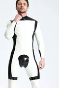 Latex Men’s Catsuit with Black Trim and Front Pouch – White