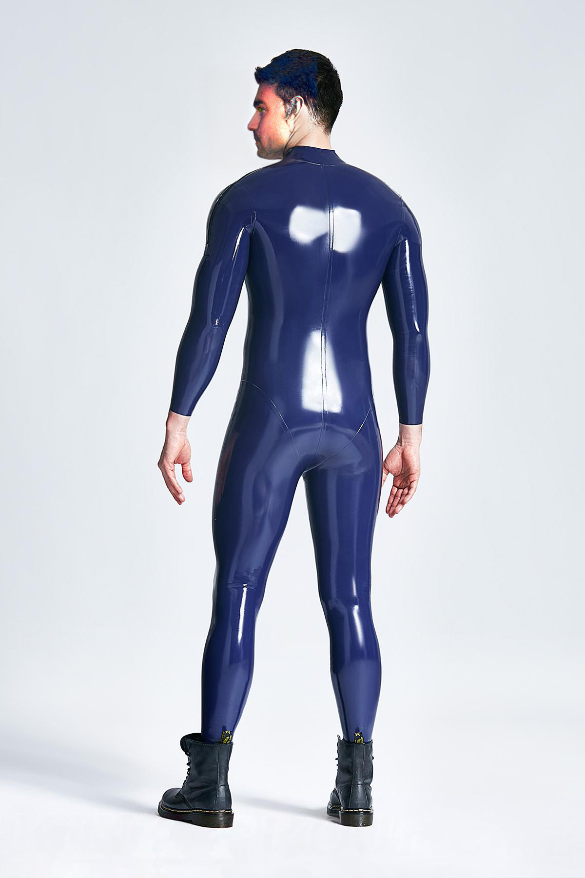 Latex Men’s Catsuit with Shoulder Zippers – Red or Sapphire