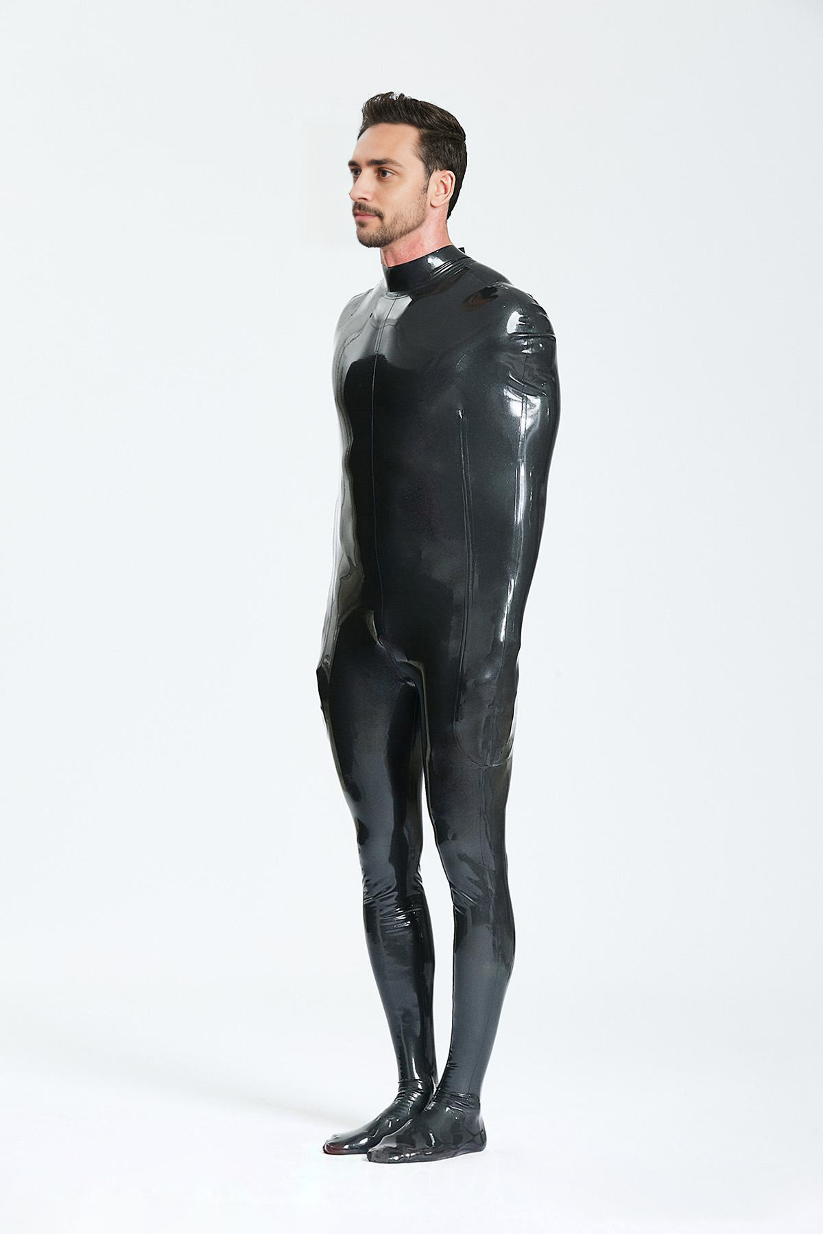 Latex Men’s Half Sleepsack with Attached Feet and Internal Sleeve Option – Metallic Black