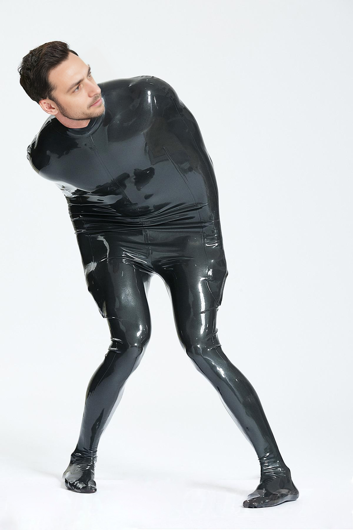 Latex Men’s Half Sleepsack with Attached Feet and Internal Sleeve Option – Metallic Black