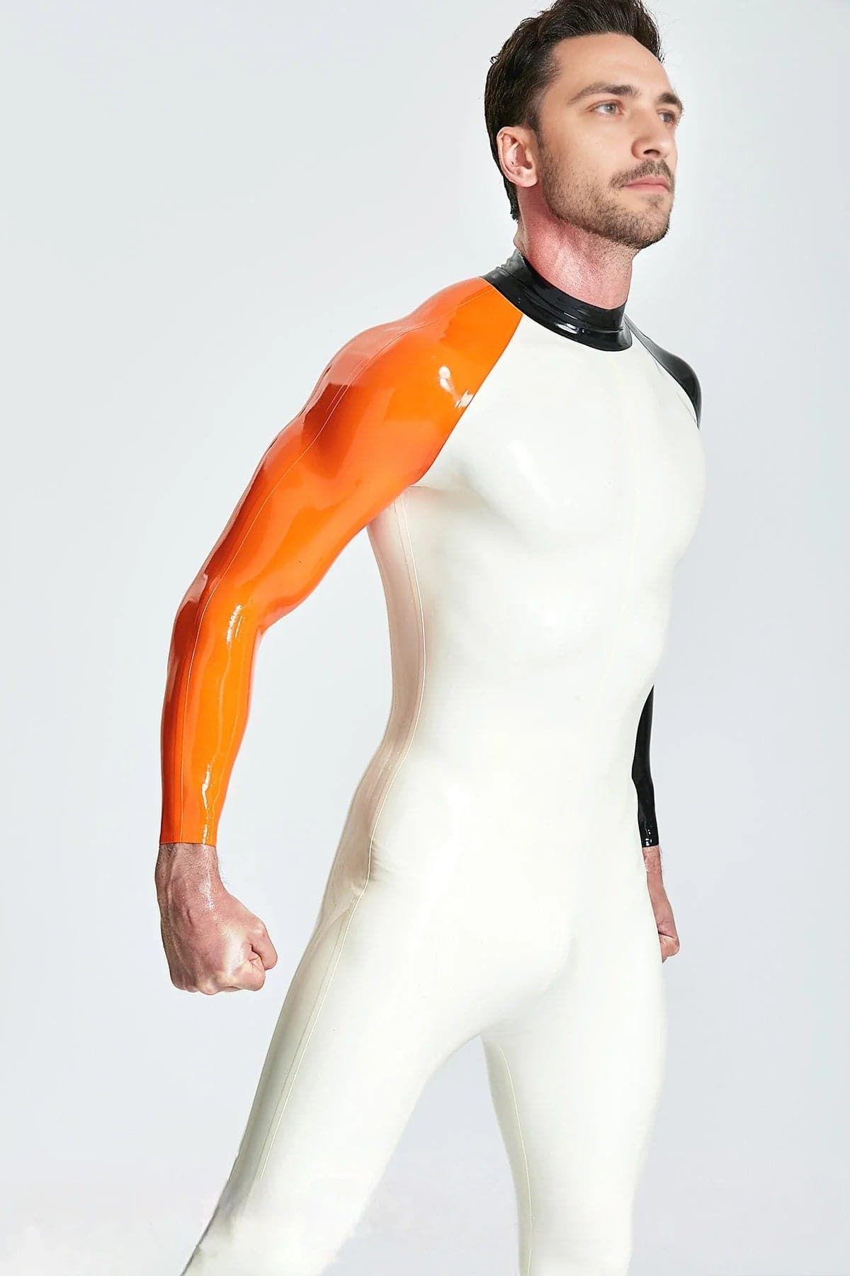 Latex Men’s Racing Catsuit with Contrast Sleeves and Back Number