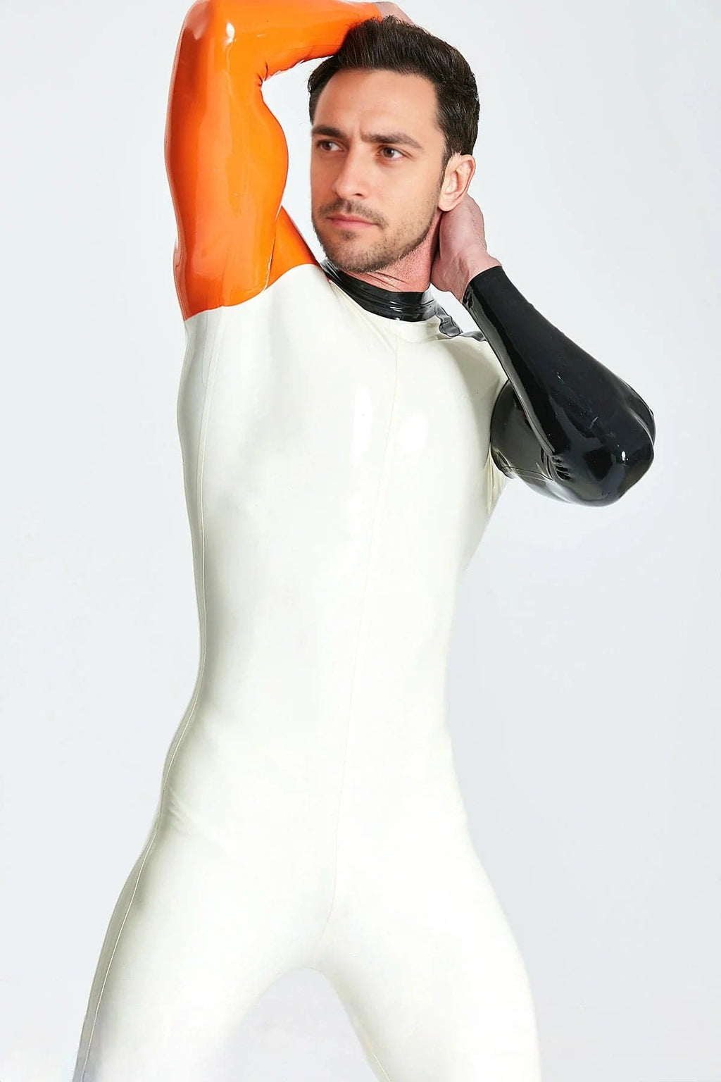 Latex Men’s Racing Catsuit with Contrast Sleeves and Back Number