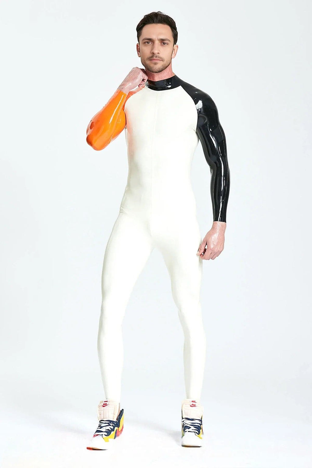Latex Men’s Racing Catsuit with Contrast Sleeves and Back Number