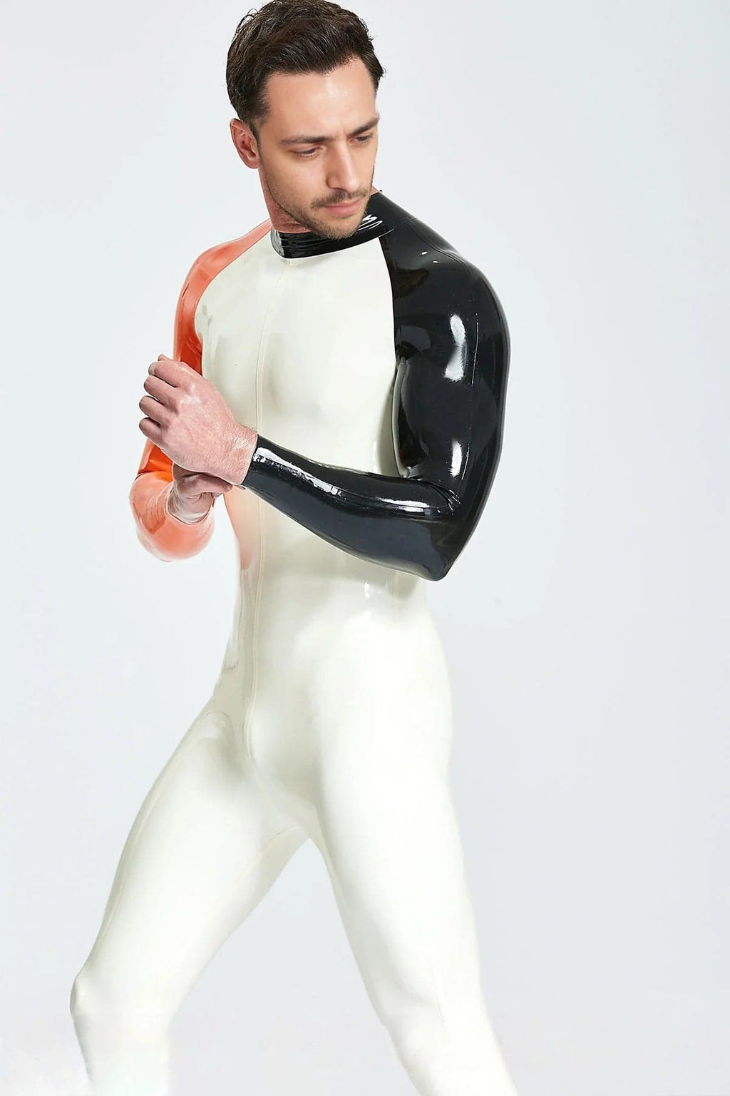Latex Men’s Racing Catsuit with Contrast Sleeves and Back Number
