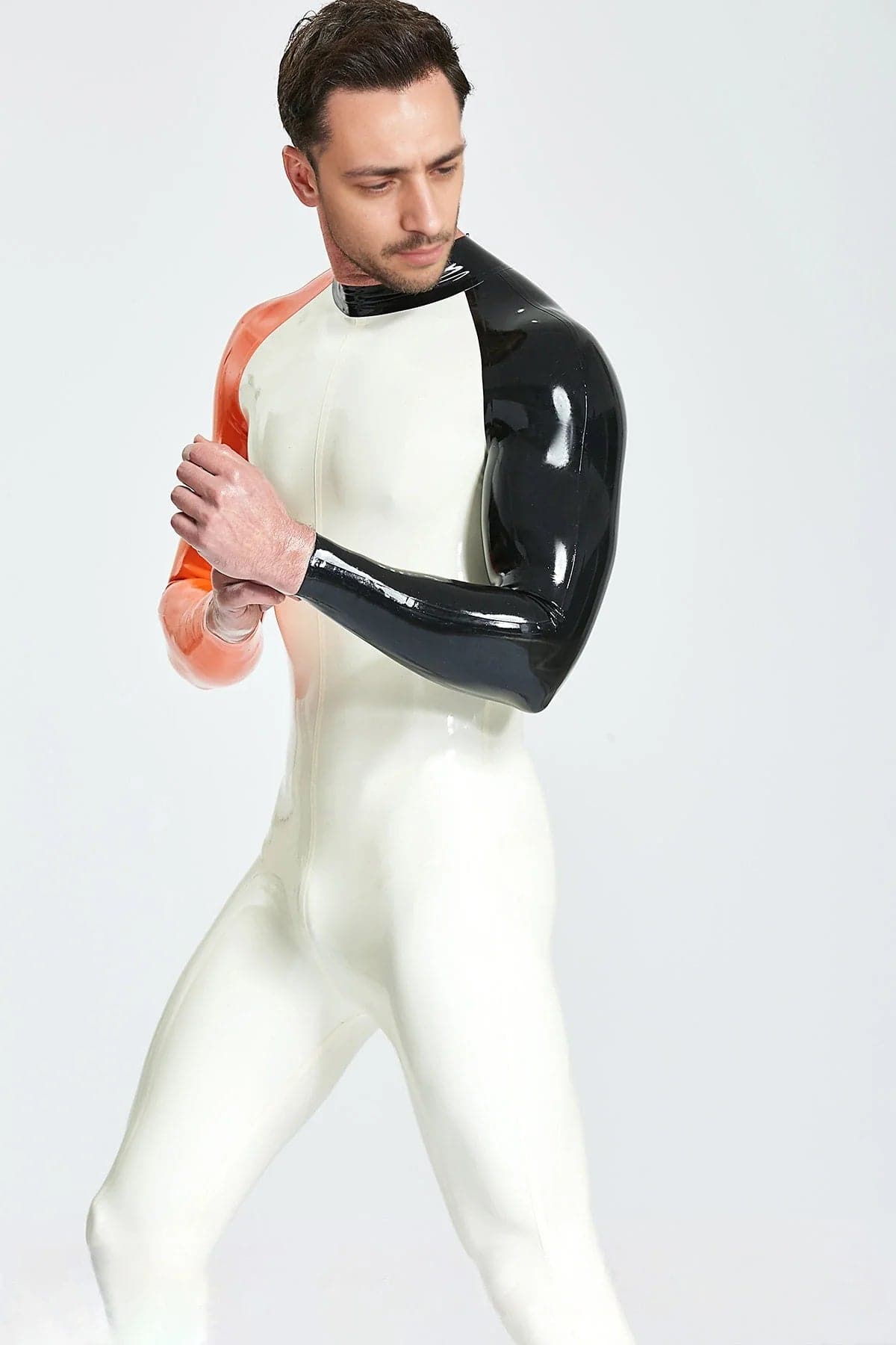 Latex Men’s Racing Catsuit with Contrast Sleeves and Back Number
