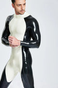 Latex Men’s Two-Tone Pup Catsuit – White and Black