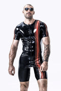 Latex Men’s Vertical Stripe Surfsuit – Black and Red