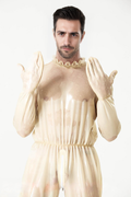 Latex Men’s Translucent Play Suit with Frilled Collar and Elasticated Waist