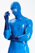Latex Men’s Total Enclosure Suit with Face Zippers and Nipple Zippers – Middle Blue (Slim Fit)