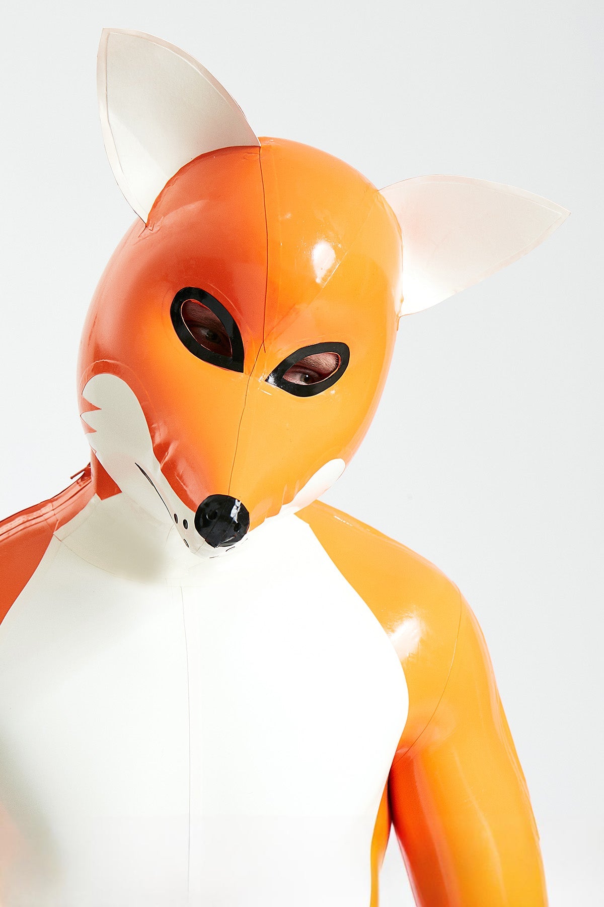 Fox Latex Hood — Sunset, White & Black