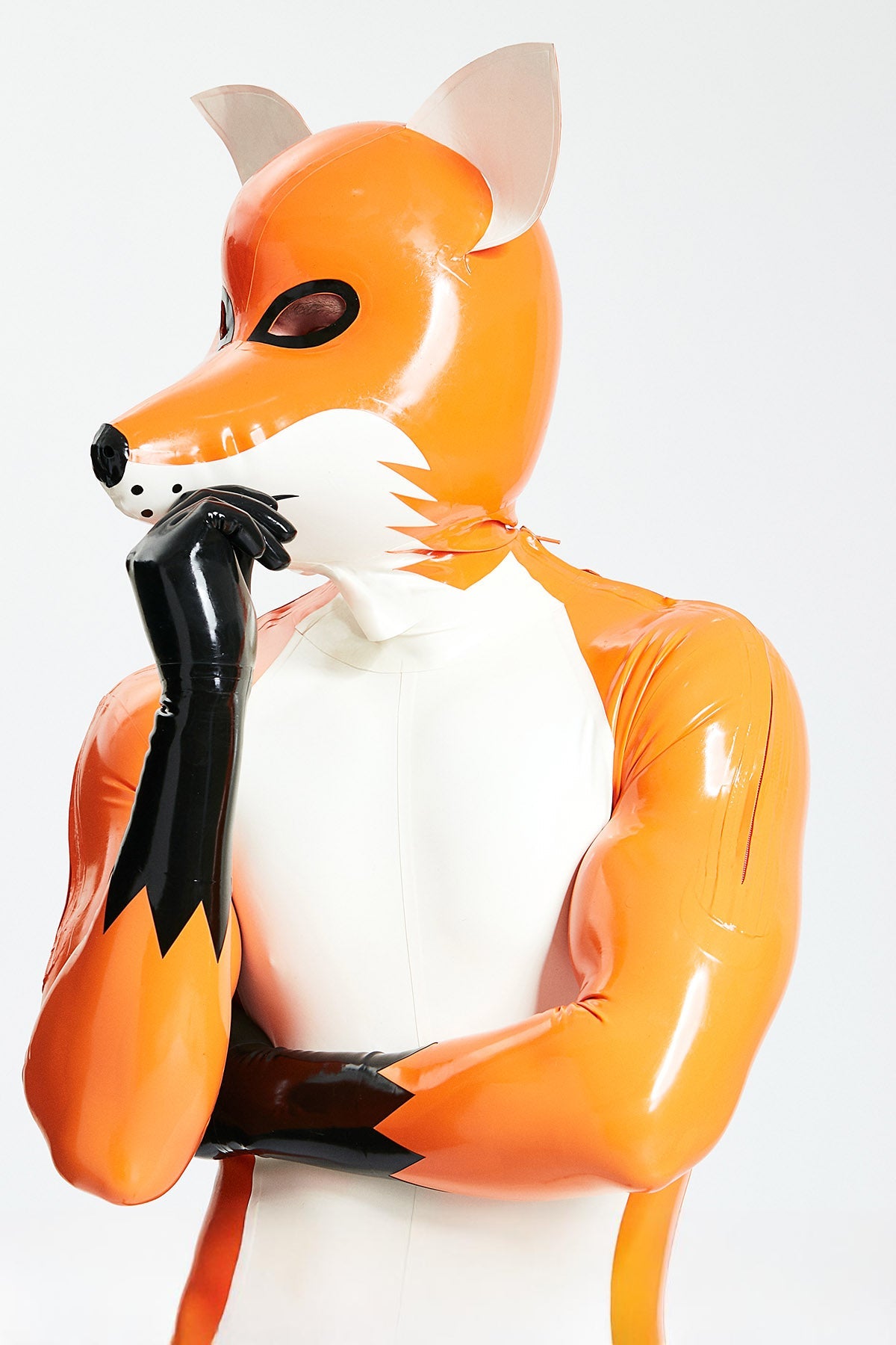 Fox Latex Hood — Sunset, White & Black