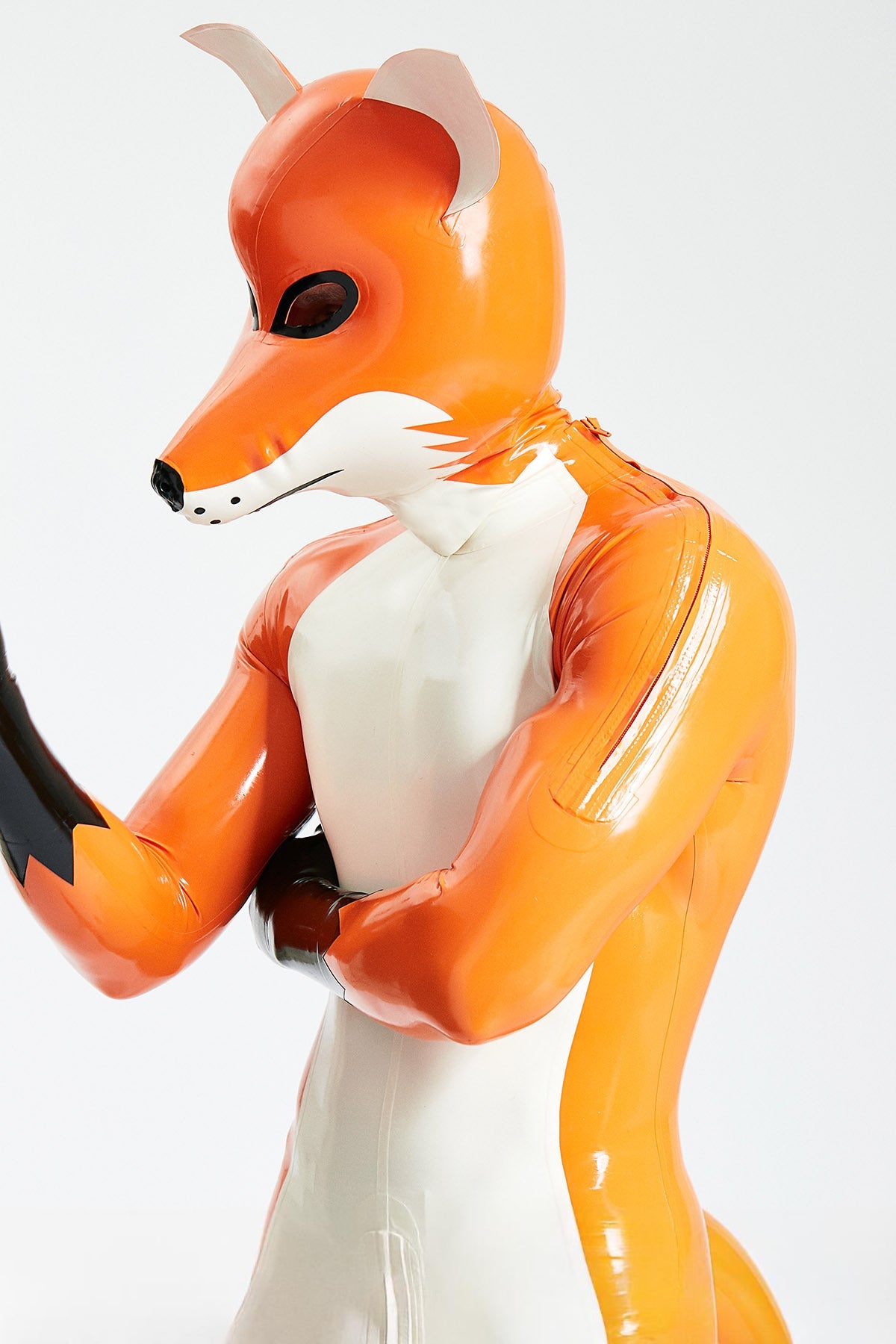 Fox Latex Hood — Sunset, White & Black
