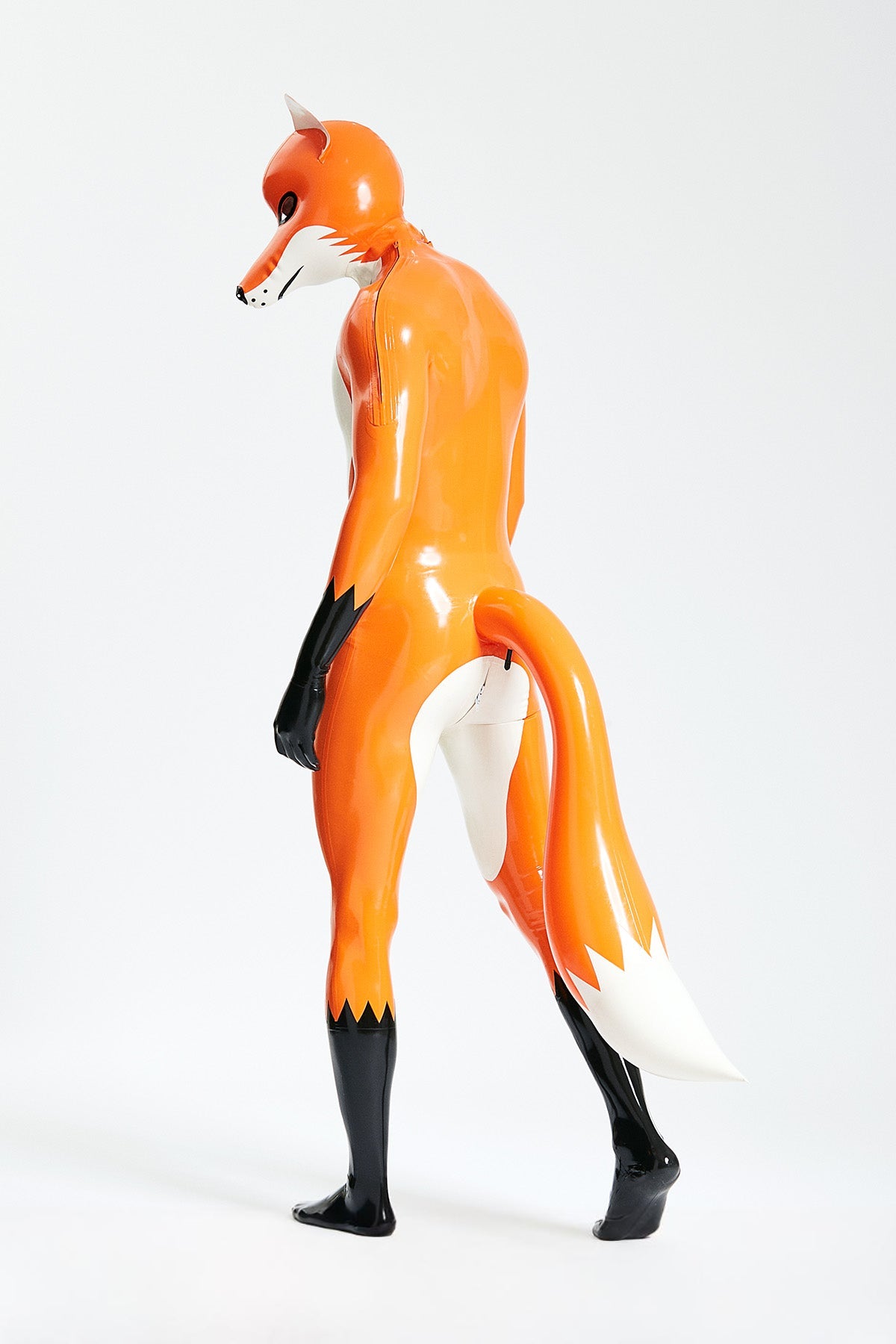 Fox Latex Hood — Sunset, White & Black