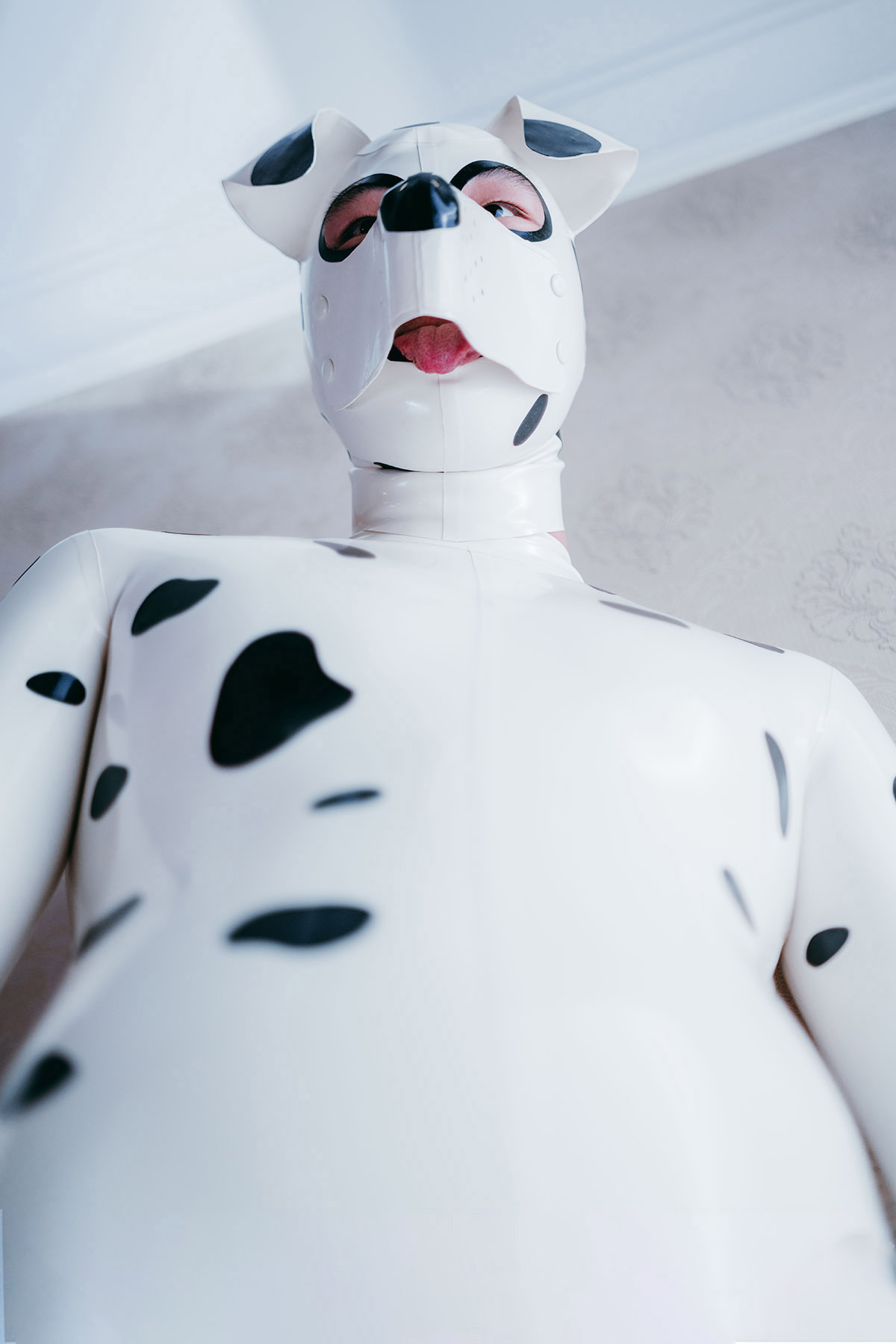 Dalmatian Pup Latex Hood with Detachable Snout