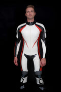 Latex Men’s Motorcycle Racing Suit – White, Red and Black