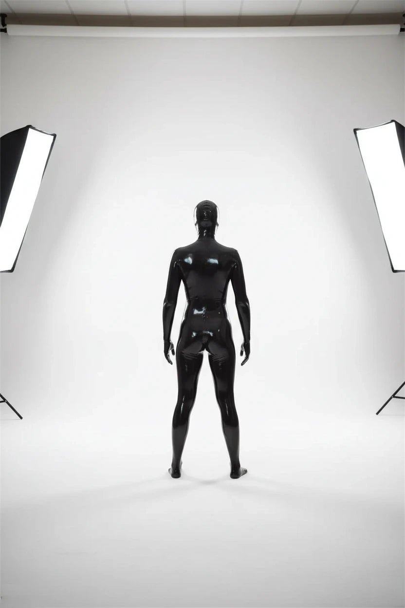Latex Men’s Full Enclosure Two-Piece Catsuit – Black