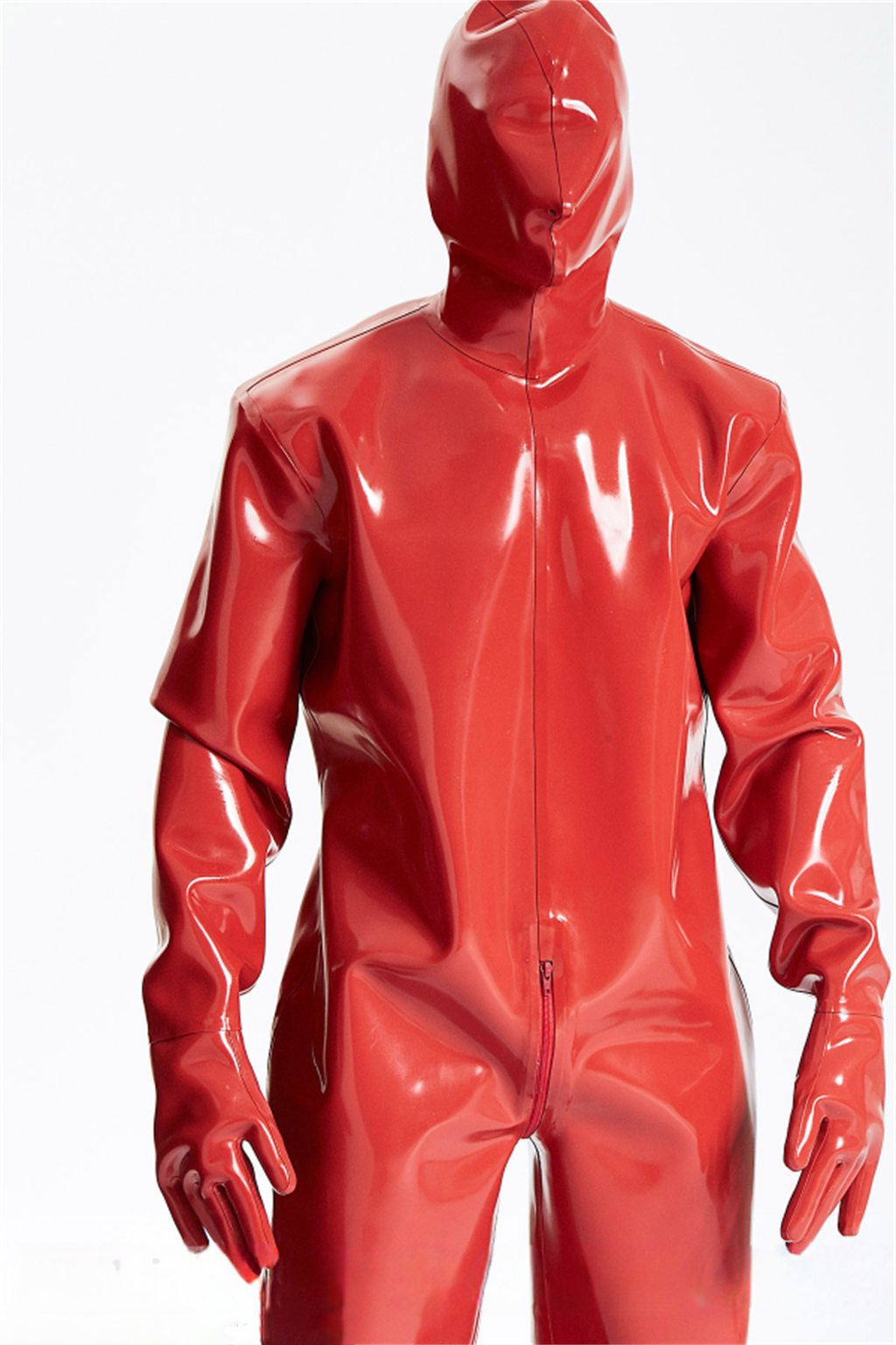 Latex Men’s Heavy-Duty Total Enclosure Suit with Hood and Gloves – Red