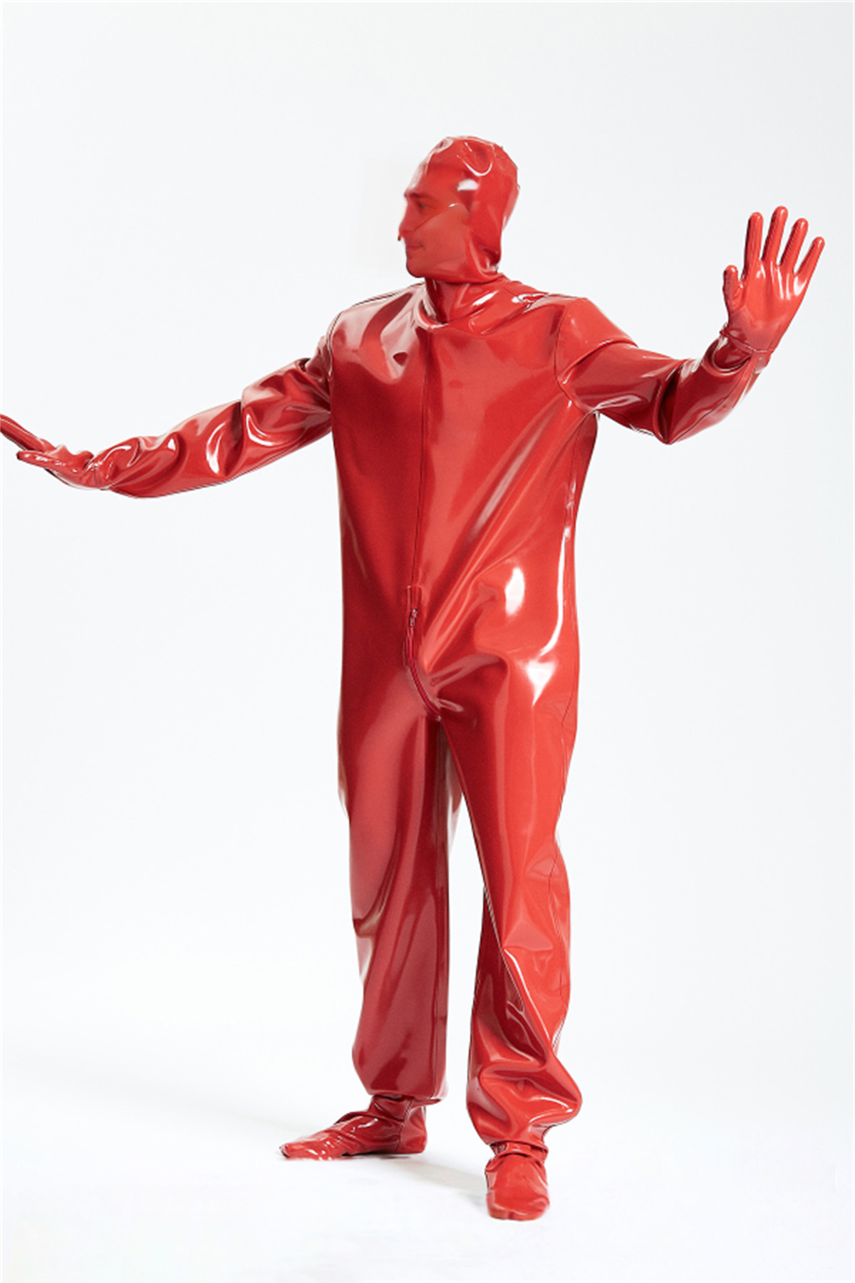 Latex Men’s Heavy-Duty Total Enclosure Suit with Hood and Gloves – Red