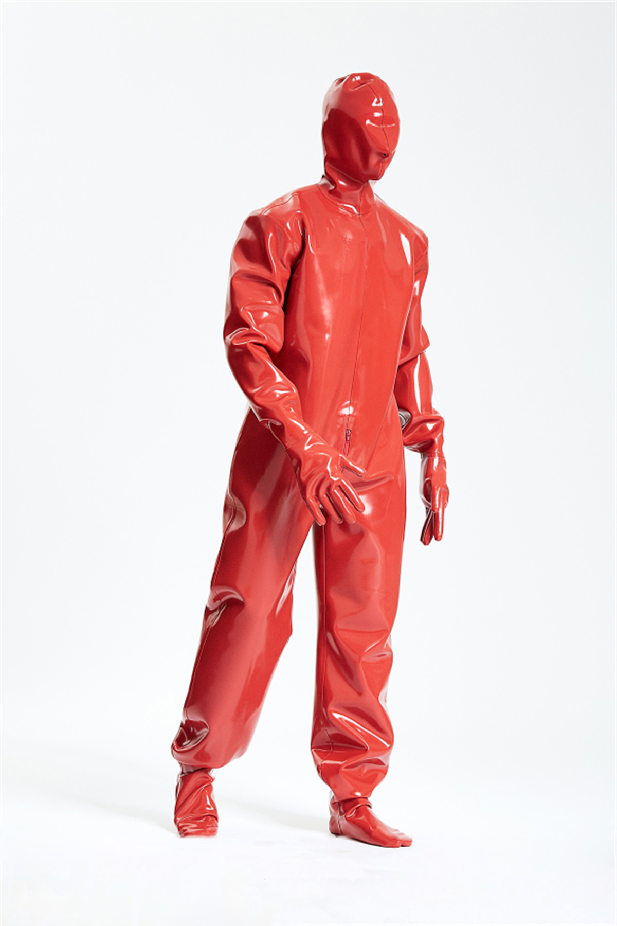 Latex Men’s Heavy-Duty Total Enclosure Suit with Hood and Gloves – Red