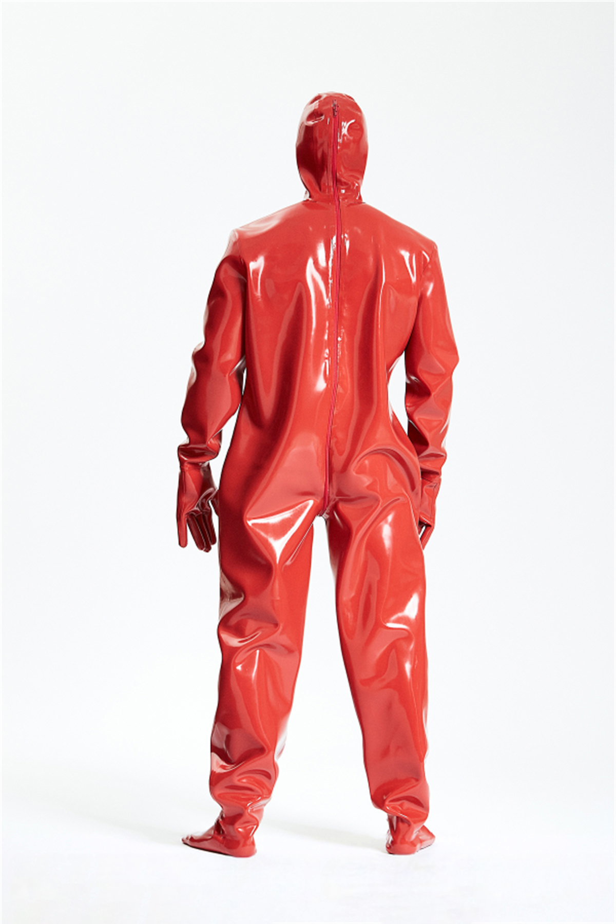 Latex Men’s Heavy-Duty Total Enclosure Suit with Hood and Gloves – Red