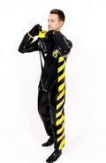 Latex Biohazard Haz-Mat Style Full Suit with Hood, Gloves and Feet – Black and Yellow