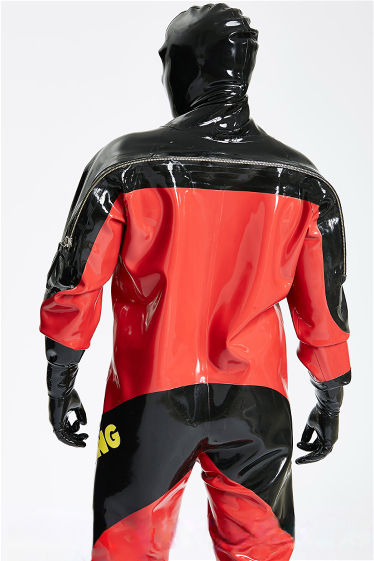 Latex Men’s Heavy-Duty Drysuit – Viking Style, Red and Black