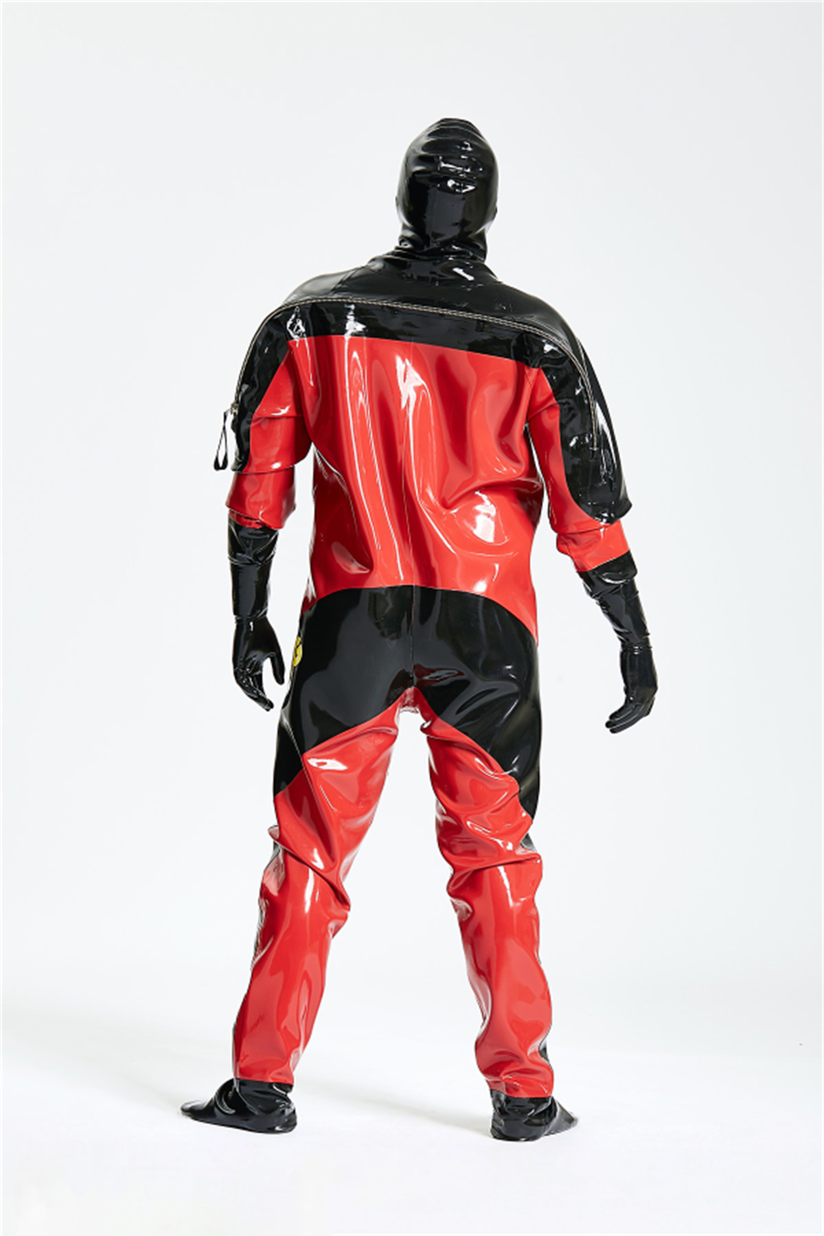 Latex Men’s Heavy-Duty Drysuit – Viking Style, Red and Black