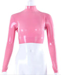 Latex Long-Sleeve Crop Top – Pink