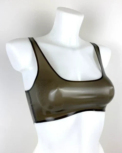 Transparent Latex Crop Top – Olive Green