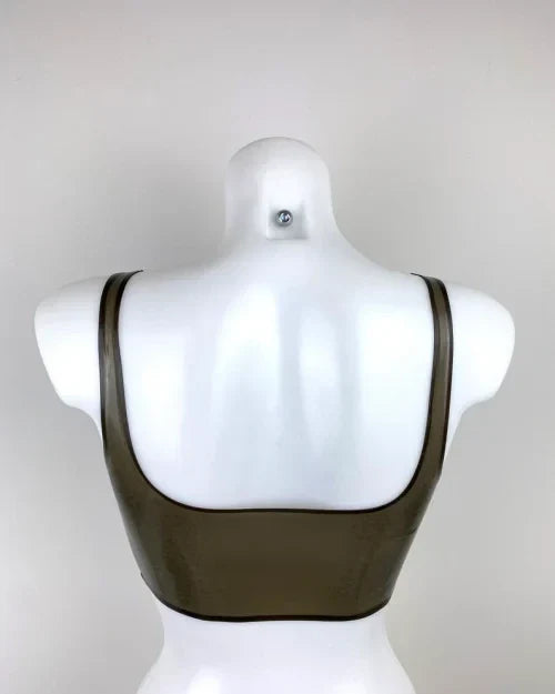 Transparent Latex Crop Top – Olive Green