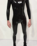 Latex Men’s Full-Length Catsuit with Front Crotch Zip – Black
