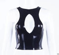 Black Latex Cutout Crop Top with High Gloss Finish