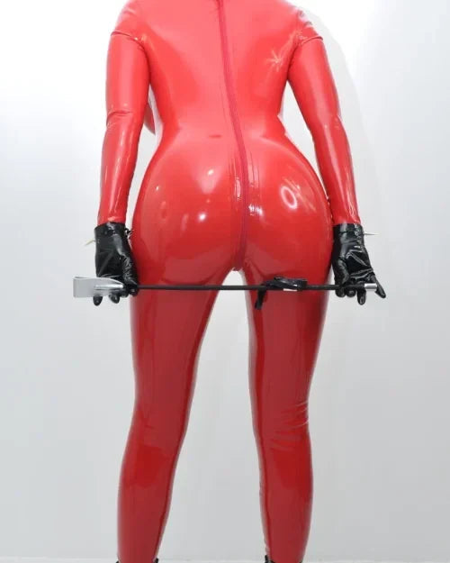 Latex Full-Coverage Catsuit with Long Sleeves and Feet – Red