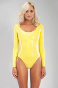 Yellow Latex Long-Sleeved Women's Bodysuit