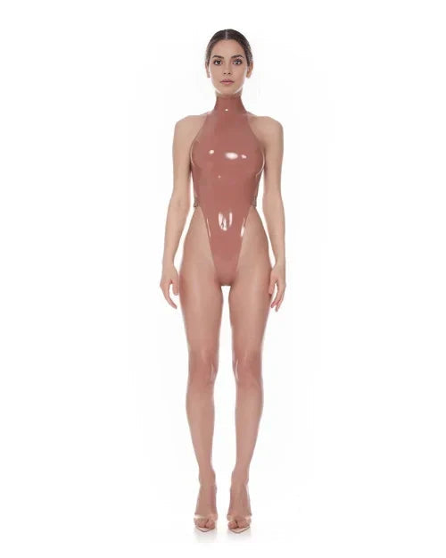 Halter-Neck Latex Bodysuit