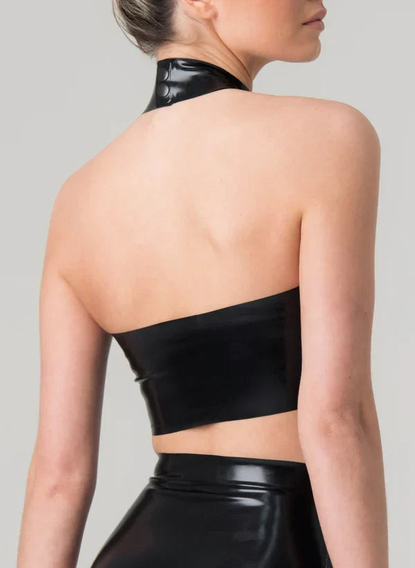 High-Neck Latex Crop Top